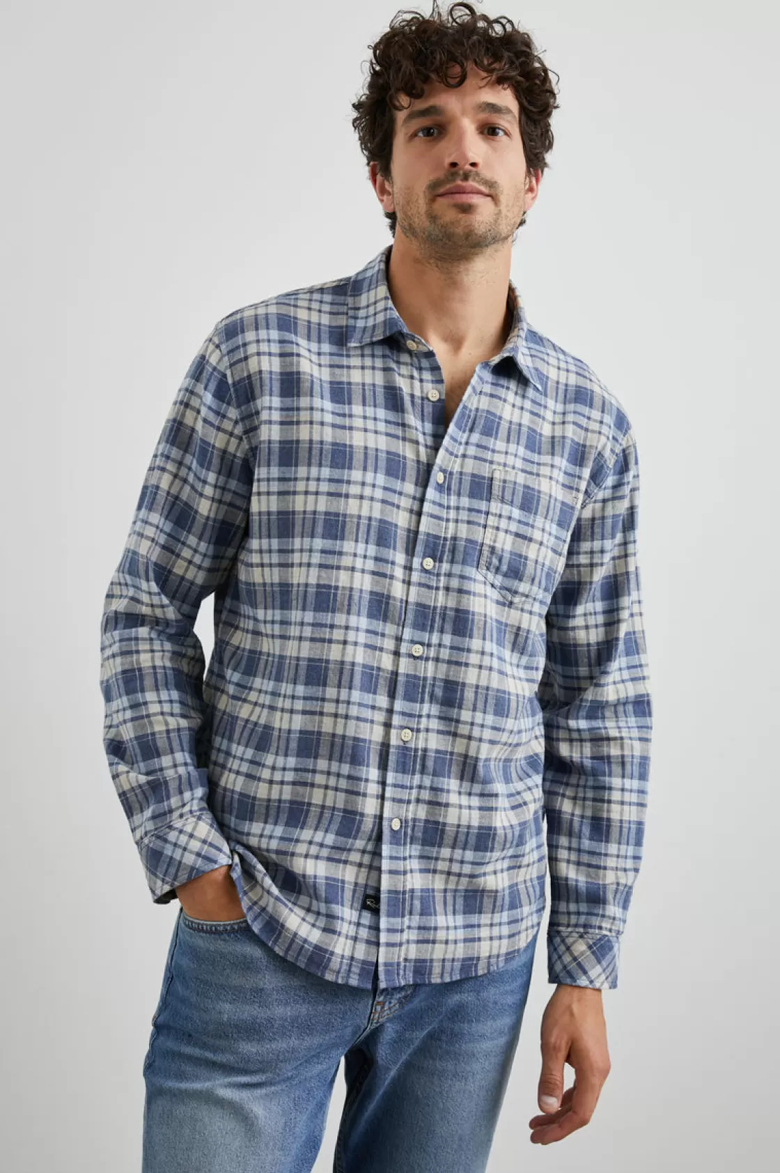 Rails WYATT SHIRT - NAVY SORGHUM OXFORD | Plaids | The Wyatt Edit