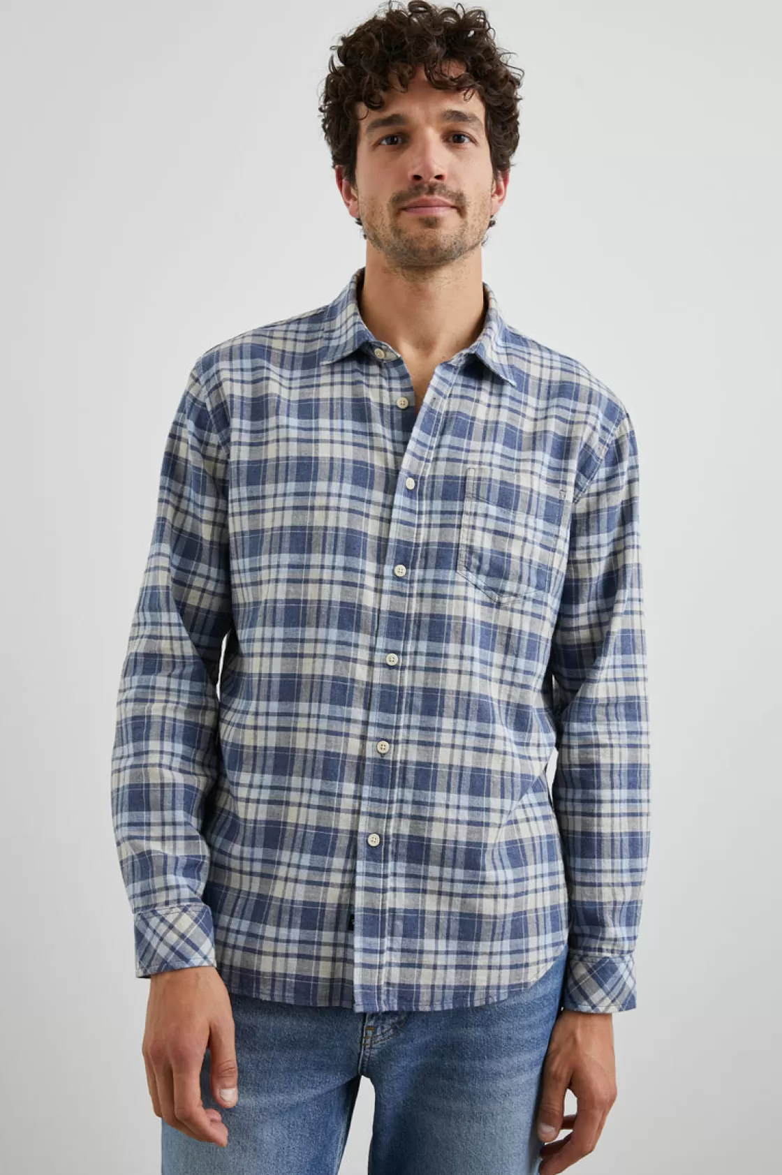 Rails WYATT SHIRT - NAVY SORGHUM OXFORD | Plaids | The Wyatt Edit