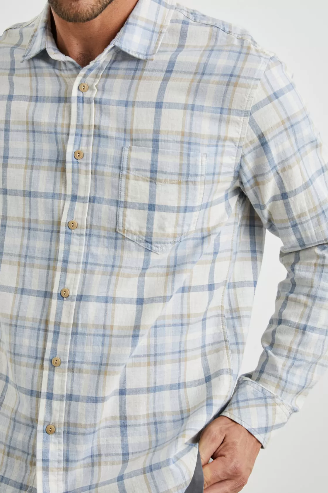 Rails WYATT SHIRT - OAT DENIM HEATHER | Plaids | The Wyatt Edit